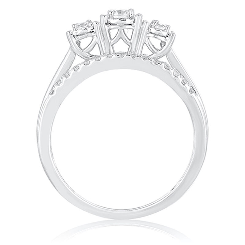 Brilliant-Cut .5ctw. Diamond Three-Stone Multi-Row Engagement Ring in 10k White Gold image number null