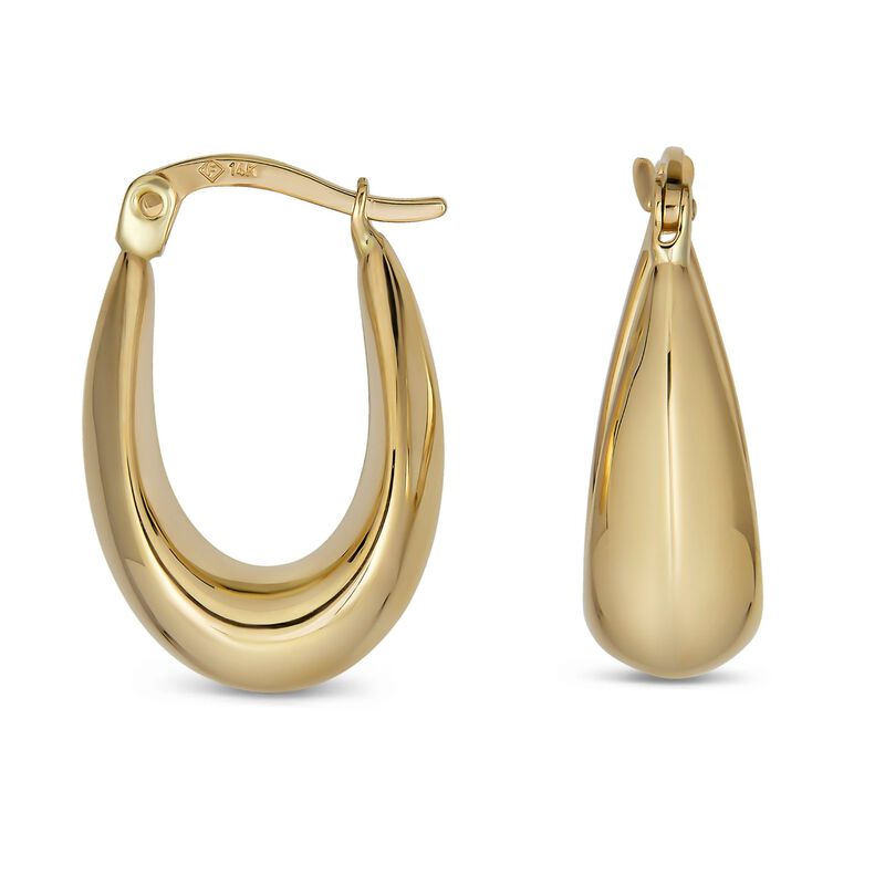 Oval Hoop Earrings in 14k Yellow Gold image number null