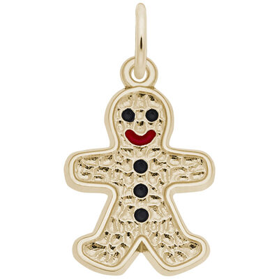 Gingerbread Man Charm in Gold Plated Sterling Silver