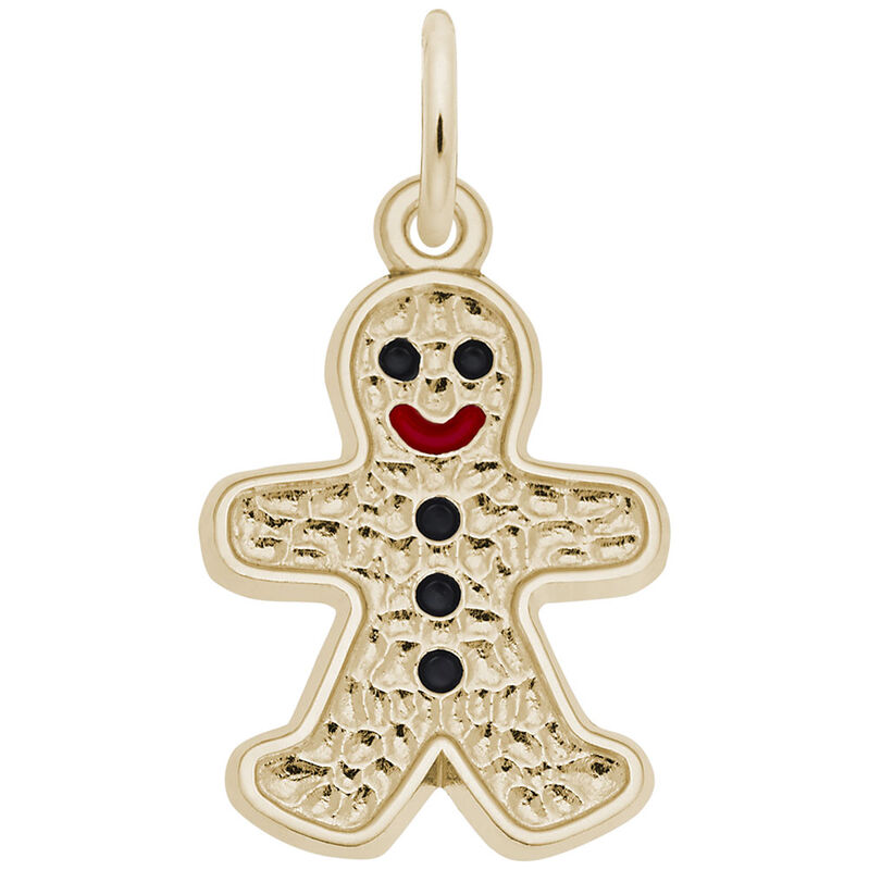 Gingerbread Man Charm in Gold Plated Sterling Silver image number null