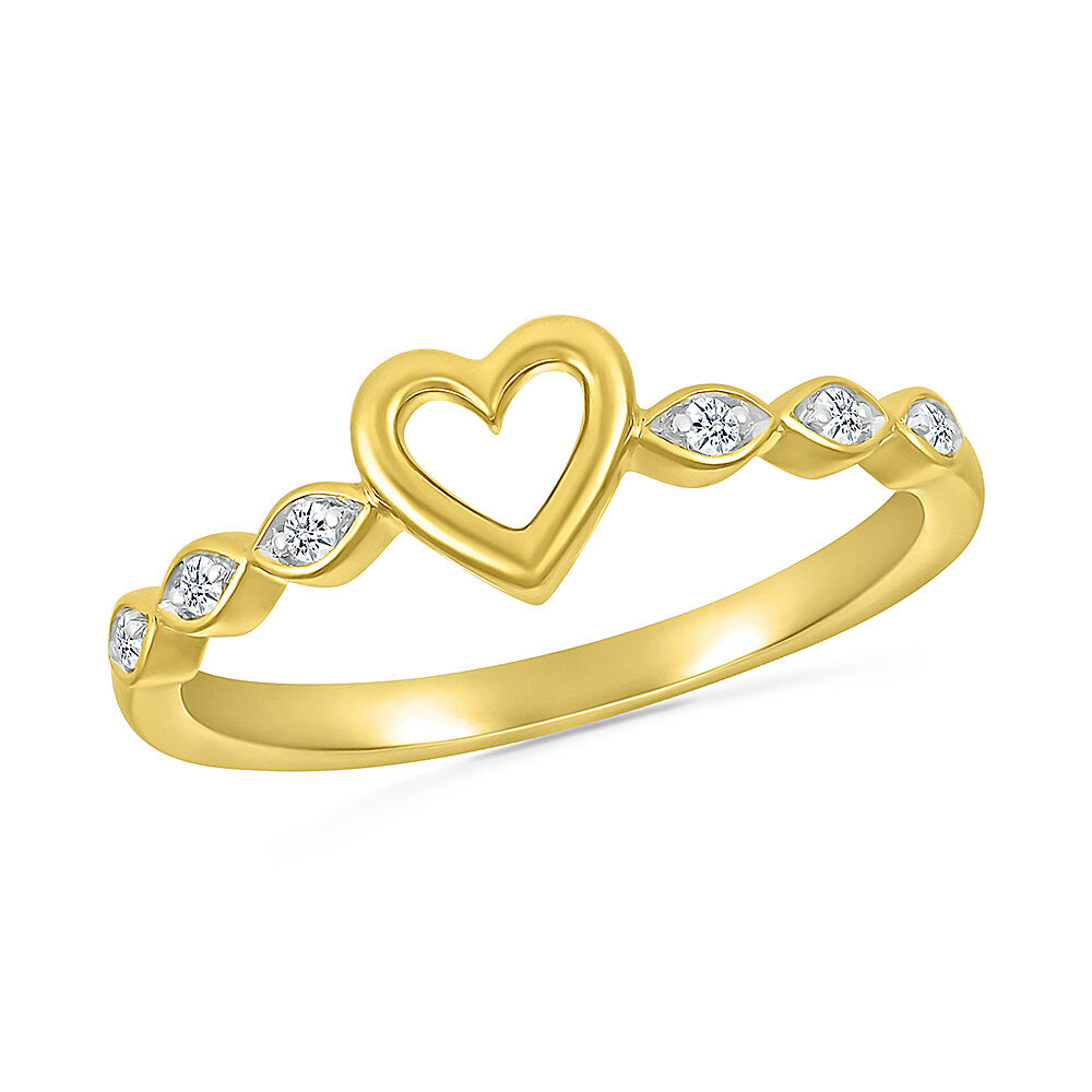 thumbnail image 2 of Women's 18K Gold Heart Diamond Promise Engagement Ring – Sizes 6-10 2 of 5