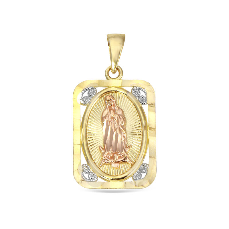 Blessed Virgin Mary Pendant in 10k Tri-Tone Gold. image number null