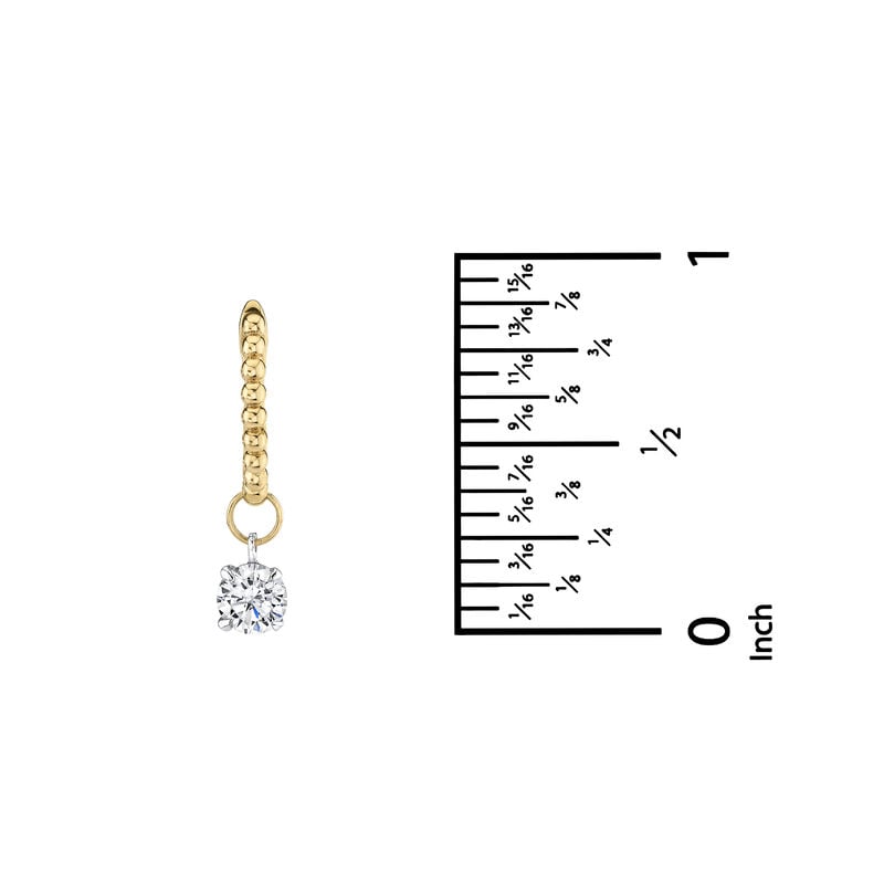 Lab Grown Diamond 1ctw. Round Solitaire Beaded Dangle Hoop Earrings in 14k Yellow Gold image number null