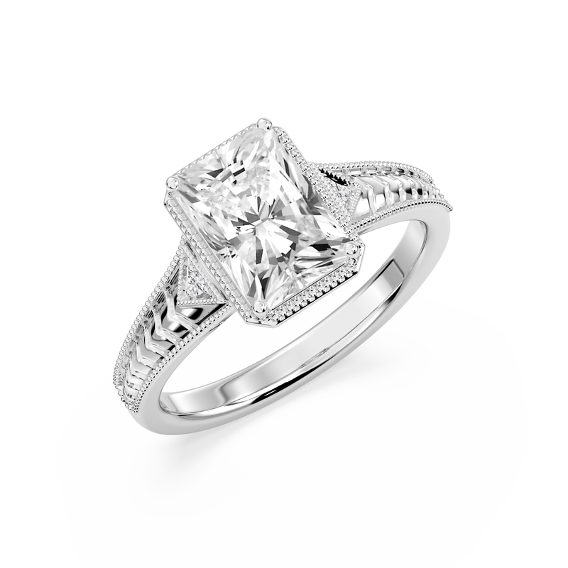 Radiant Lab Grown Diamond 2ctw. Vintage Engagement Ring in 14K White Gold image number null