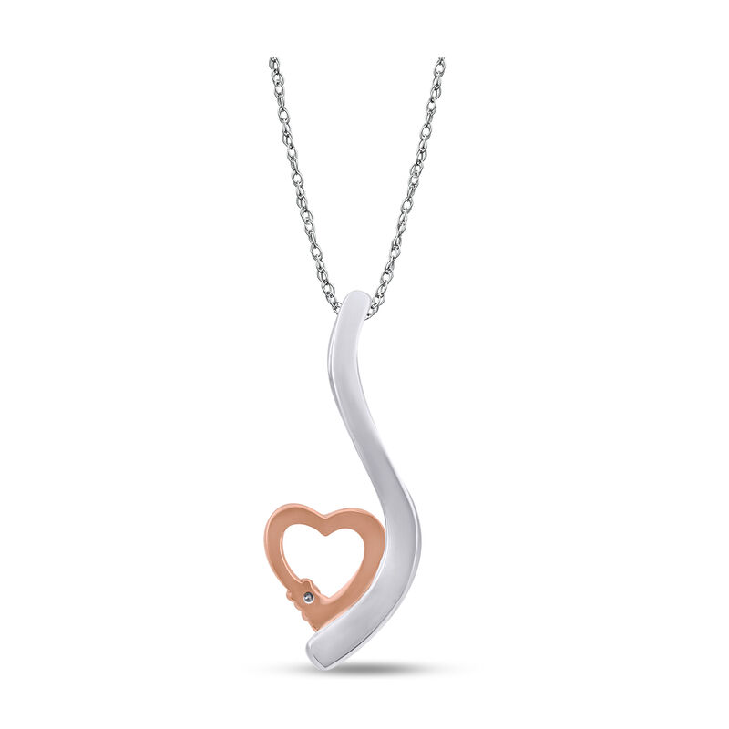 Diamond Resting Heart Necklace in 10k Rose & White Gold image number null