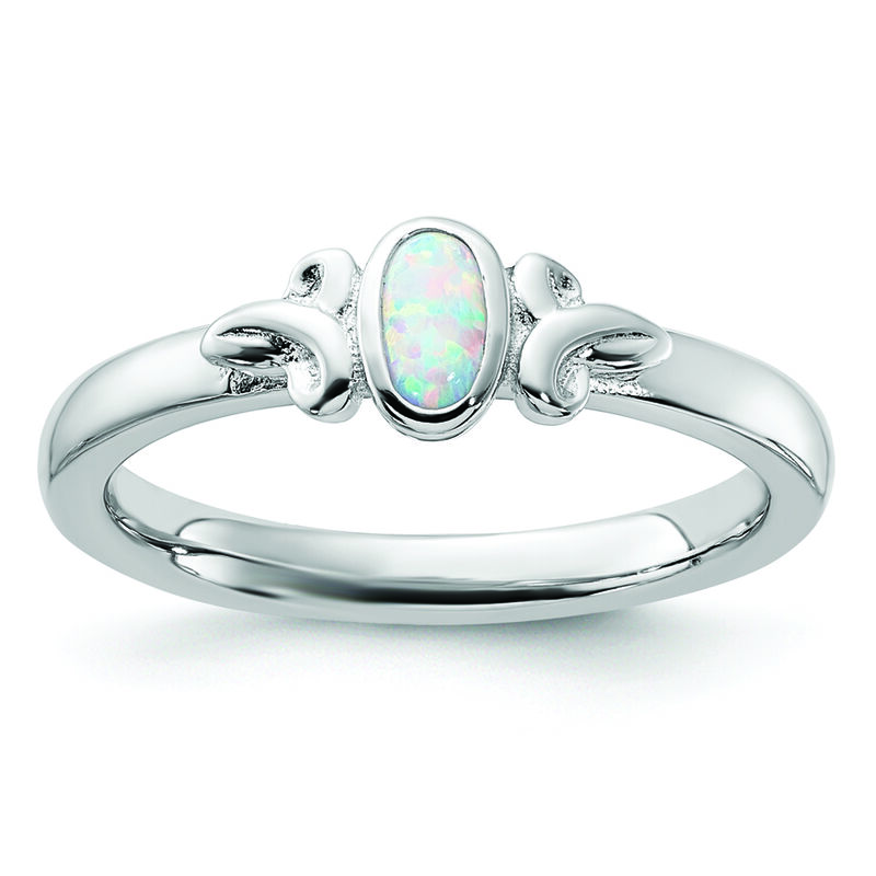 Stackable Created Opal Ring in Sterling Silver image number null