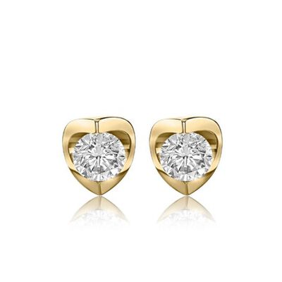 Brilliant-Cut 1/2ctw. Diamond Tension-Set Solitaire Earrings in 14k Yellow Gold