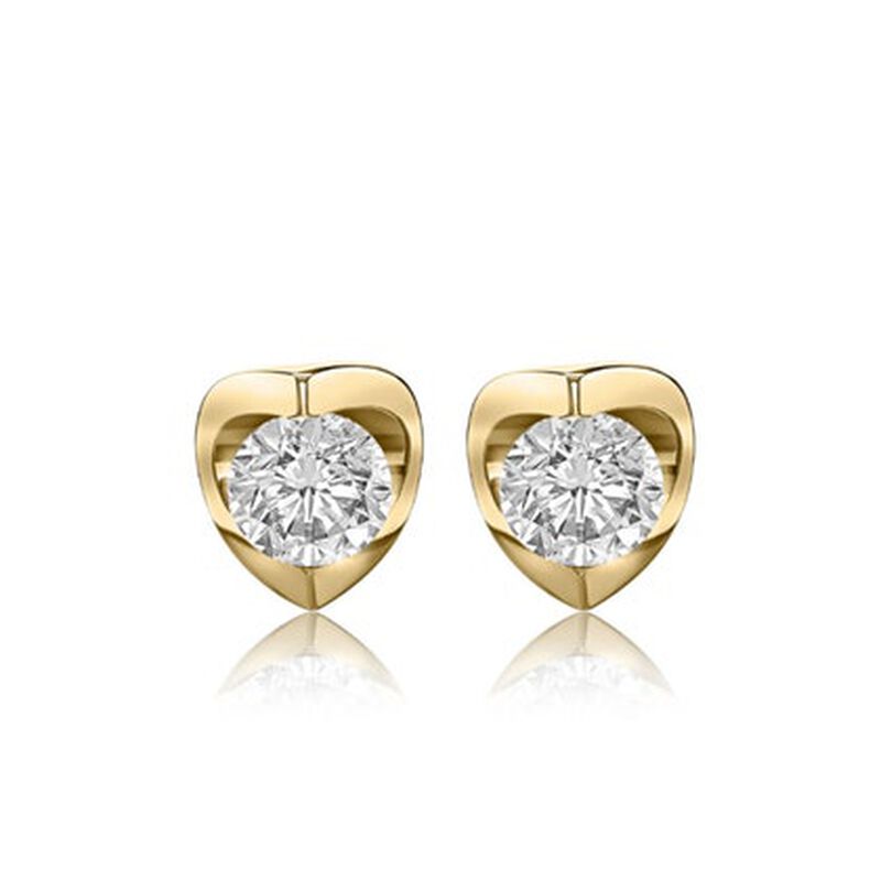 Brilliant-Cut 1/2ctw. Diamond Tension-Set Solitaire Earrings in 14k Yellow Gold image number null
