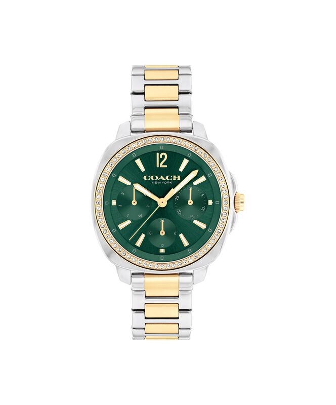 Coach Ladies' Kitt Multifunction Green Dial With Crystal Bezel Two-Tone Stainless Steel Bracelet 34mm Watch 14504394 image number null