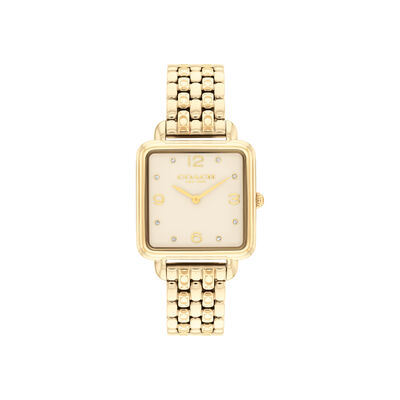Coach Ladies Yellow Dial Gold Tone 28mm Watch 14504495