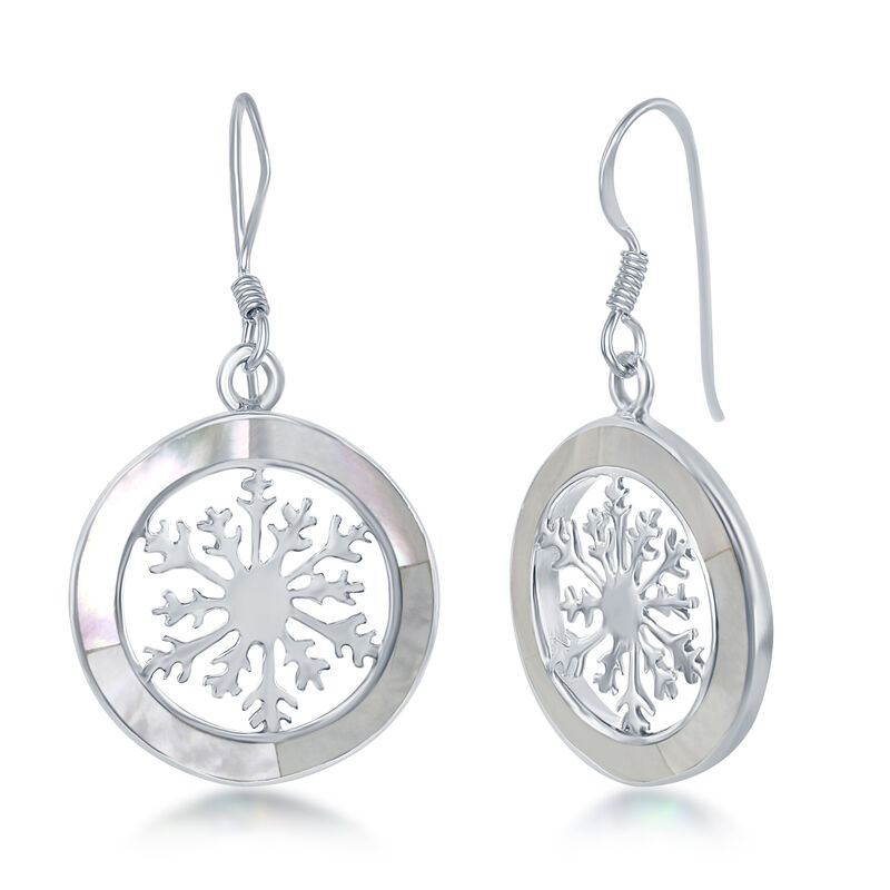 Mother of Pearl Snowflake Earrings in Sterling Silver image number null