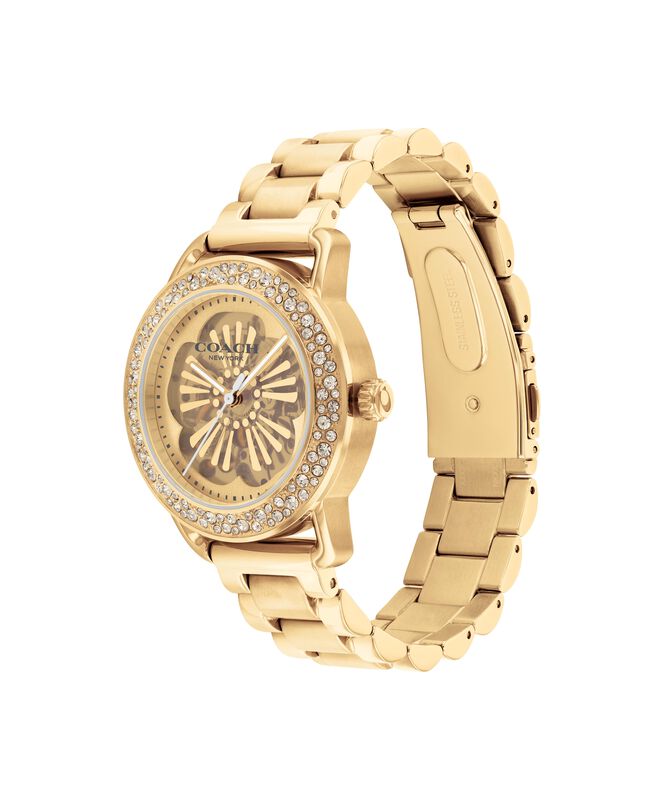Coach Ladies' Cruiser Auto Gold-Tone Skeleton Dial Crystal Bezel Bracelet 37mm Watch 14504368 image number null