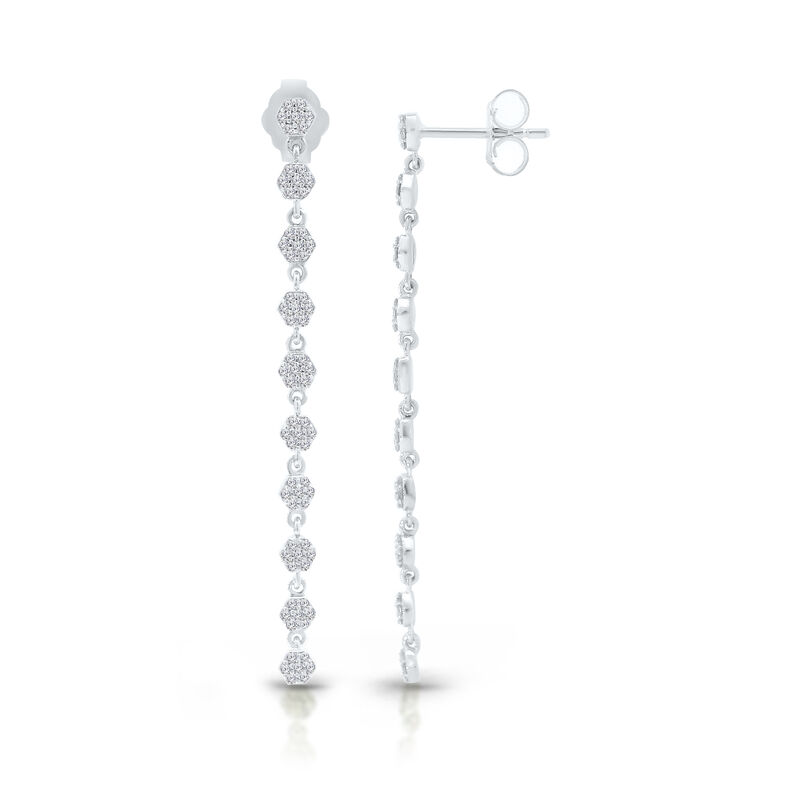 Long Drop Diamond Dangle Earrings in 14k White Gold image number null