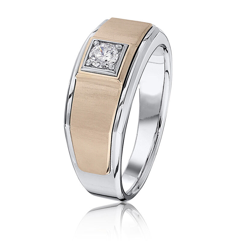 Men's 1/4ct. Diamond Solitaire Ring in 10k White & Rose Gold image number null