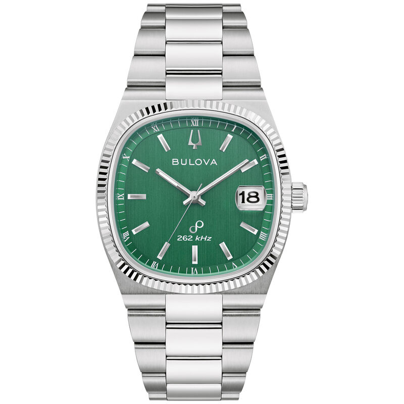 Bulova Men's Green Dial Stainless Steel 38mm Watch 96B439 image number null