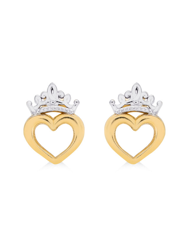 DISNEY© Princess Heart Earrings in 10k Yellow Gold image number null