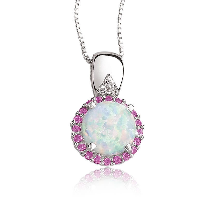 Created Opal & Created Pink Sapphire Pendant image number null