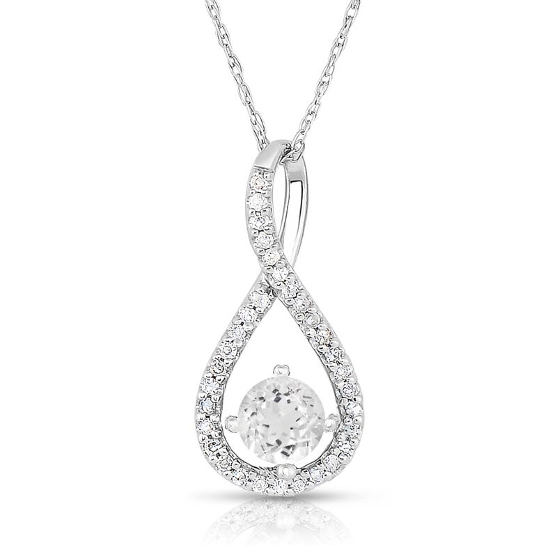 White Topaz & Diamond Infinity Drop Pendant in Sterling Silver image number null