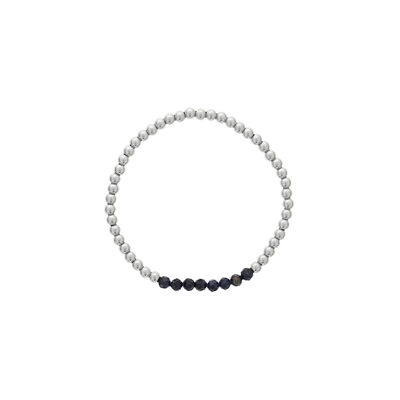 Blue Sapphire Birthstone Beaded Bracelet in Sterling Silver