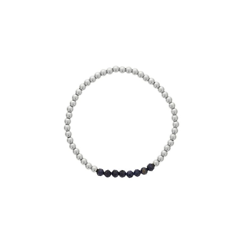 Blue Sapphire Birthstone Beaded Bracelet in Sterling Silver image number null