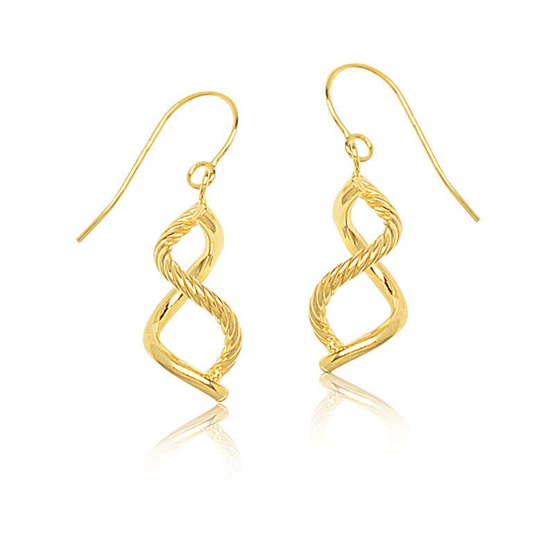 Twist Drop Euro Rope Twist Fashion Dangle Earrings in 14k Yellow Gold image number null