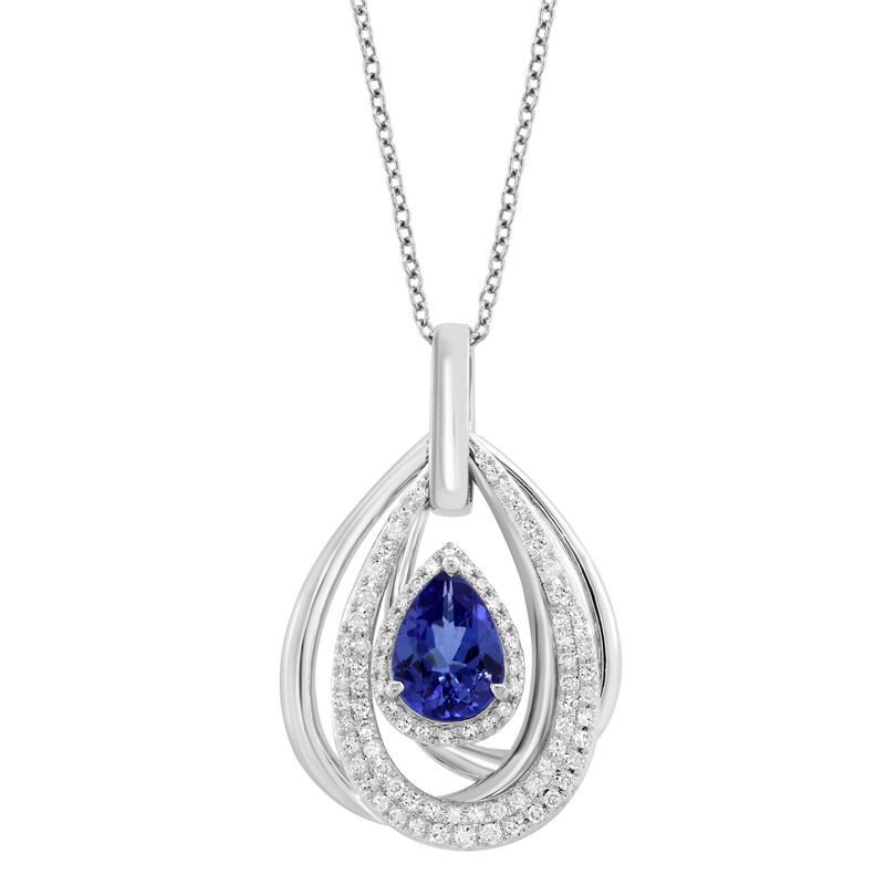 EFFY Pear-Shaped Tanzanite & Diamond Pendant in 14k White Gold image number null