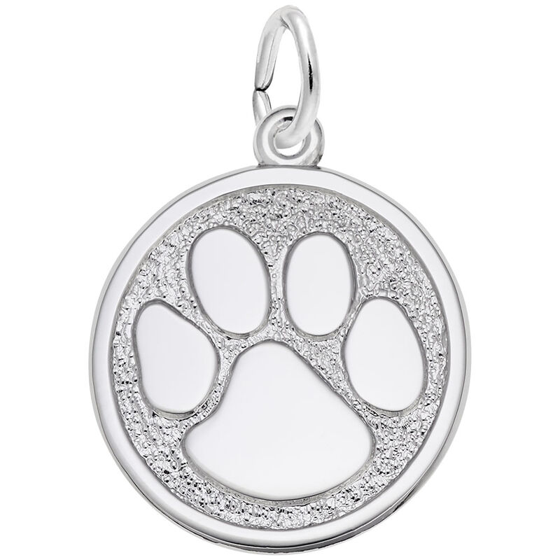 Paw Print Charm in 14k White Gold image number null