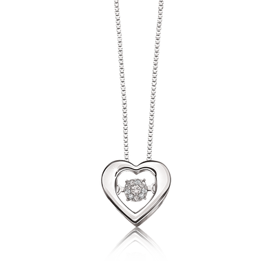 Diamond Beating Motion Heart Pendant in Sterling Silver
