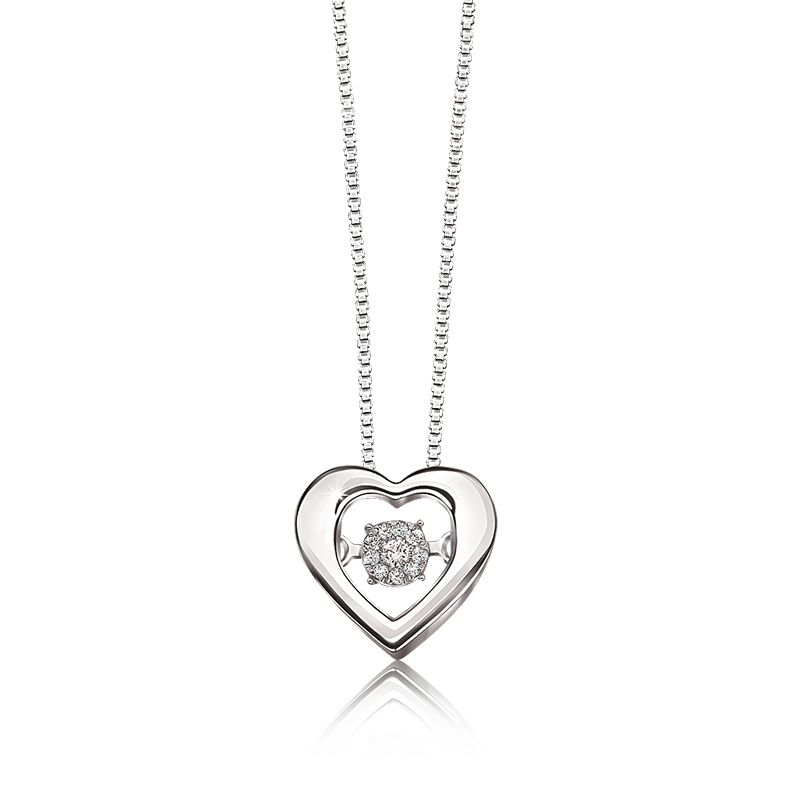 Beats of Love: Diamond Heart Pendant in Sterling Silver image number null