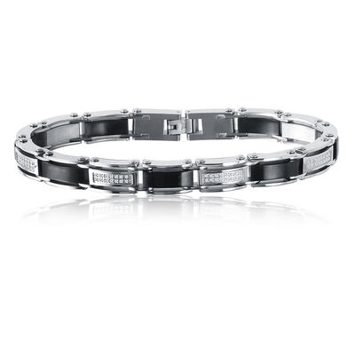 Men's Diamond & Black Ion-Plated Bracelet