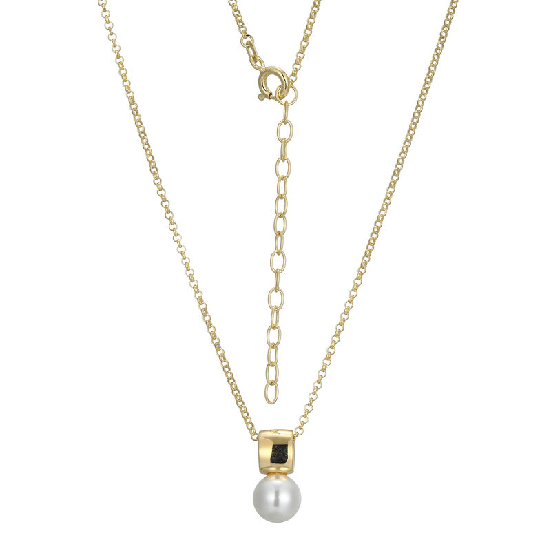 White Shell Pearl Necklace in Gold Plated Sterling Silver image number null