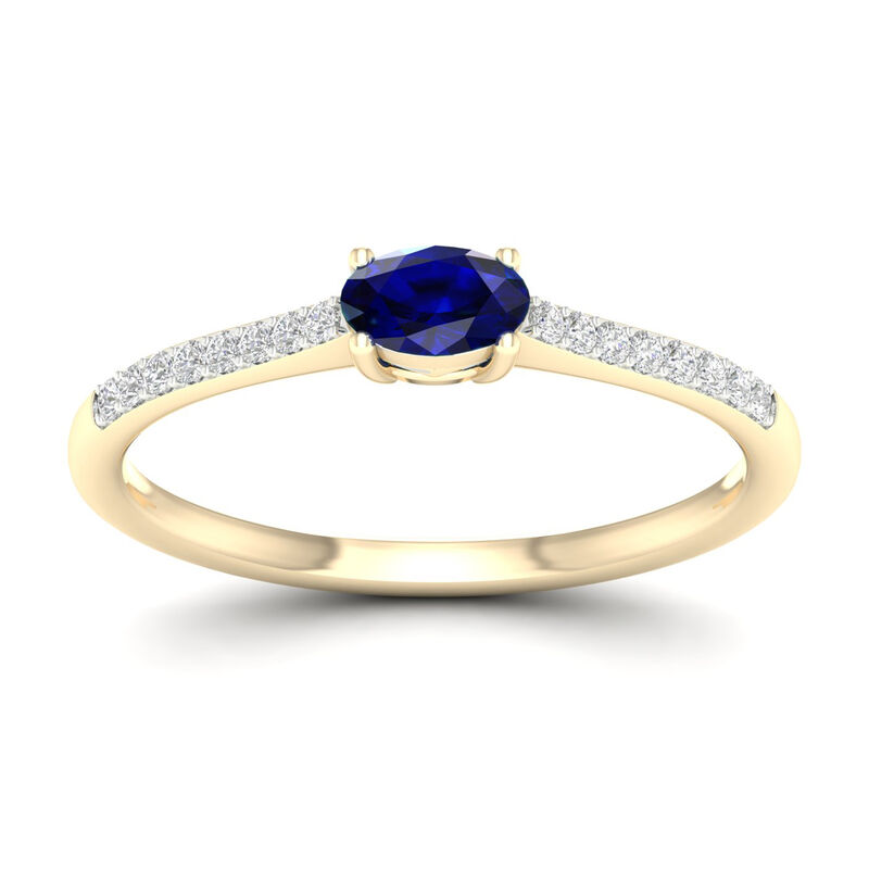Oval Blue Sapphire Classic Ring in 10k Yellow Gold image number null
