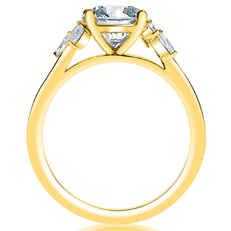 Oval-Cut Lab Grown 2ctw. Diamond Fancy Halo Engagement Ring in 14k Yellow Gold image number null