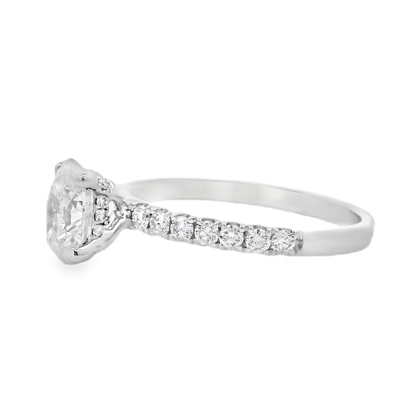 Oval-Cut 1 3/8ctw. Diamond Hidden Halo Classic Shank Engagement Ring in 14k White Gold image number null