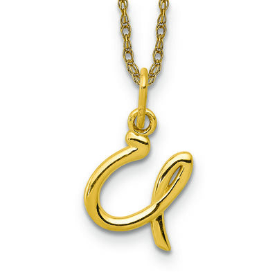 Script U Initial Necklace in 14k Yellow Gold