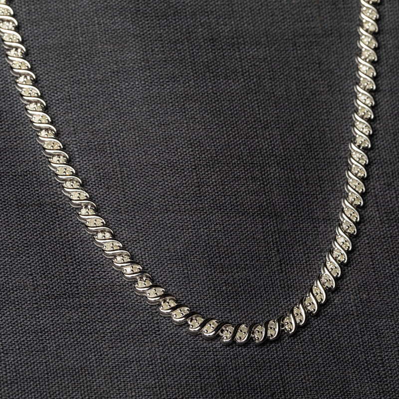 Diamond Twisted Tennis Necklace 2ctw in Sterling Silver image number null