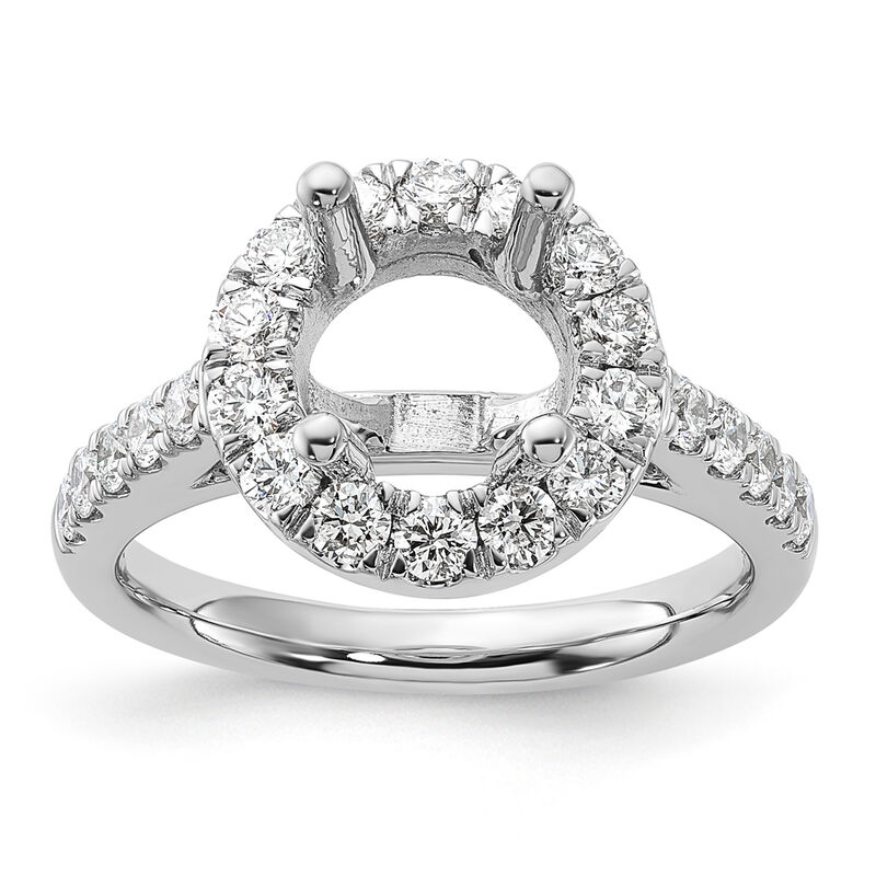 Brilliant-Cut 1ctw. Diamond Halo Semi-Mount in 14k White Gold Extended Size image number null