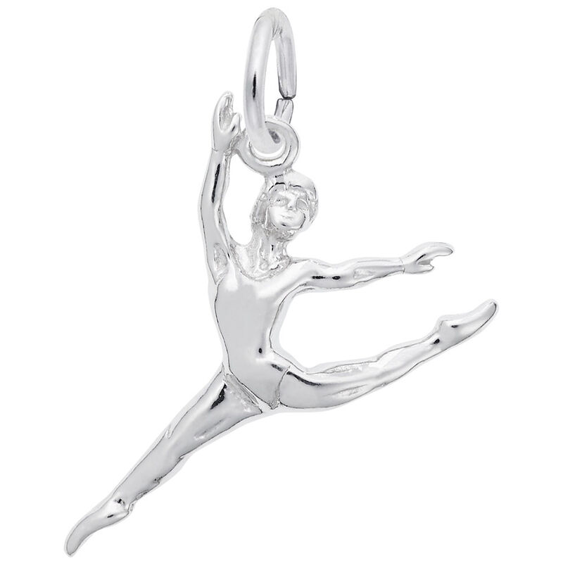 Leaping Ballet Dancer Charm in 14k White Gold image number null