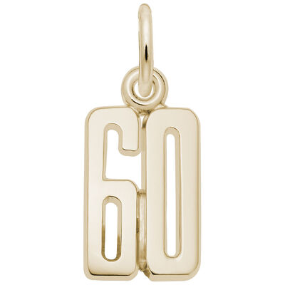 Number 60 Charm in 14k Yellow Gold