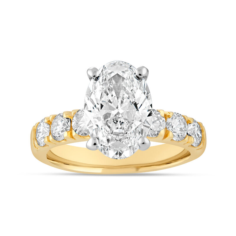 Oval Lab Grown Diamond 4ctw. Straight Band Engagement Ring in 14k Yellow Gold image number null