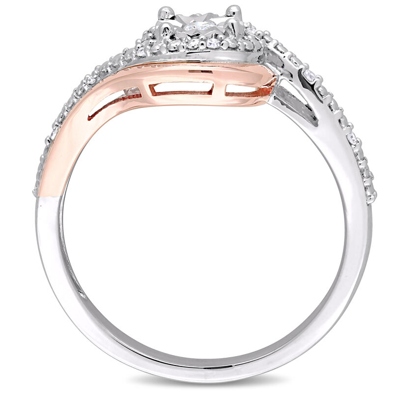 Round Cut Diamond Promise Ring 1/10ctw. in 10k White and Rose Gold  image number null