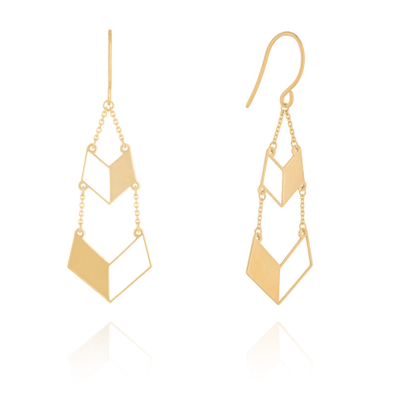 Open Geometric Dangle Drop Fashion Earrings in 14k Yellow Gold image number null