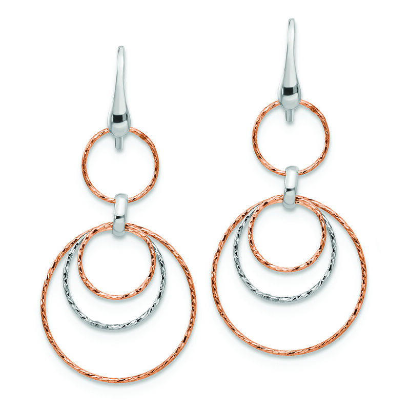 Diamond-Cut Multi Circle Dangle Earrings in Rose Gold Plated Sterling Silver image number null
