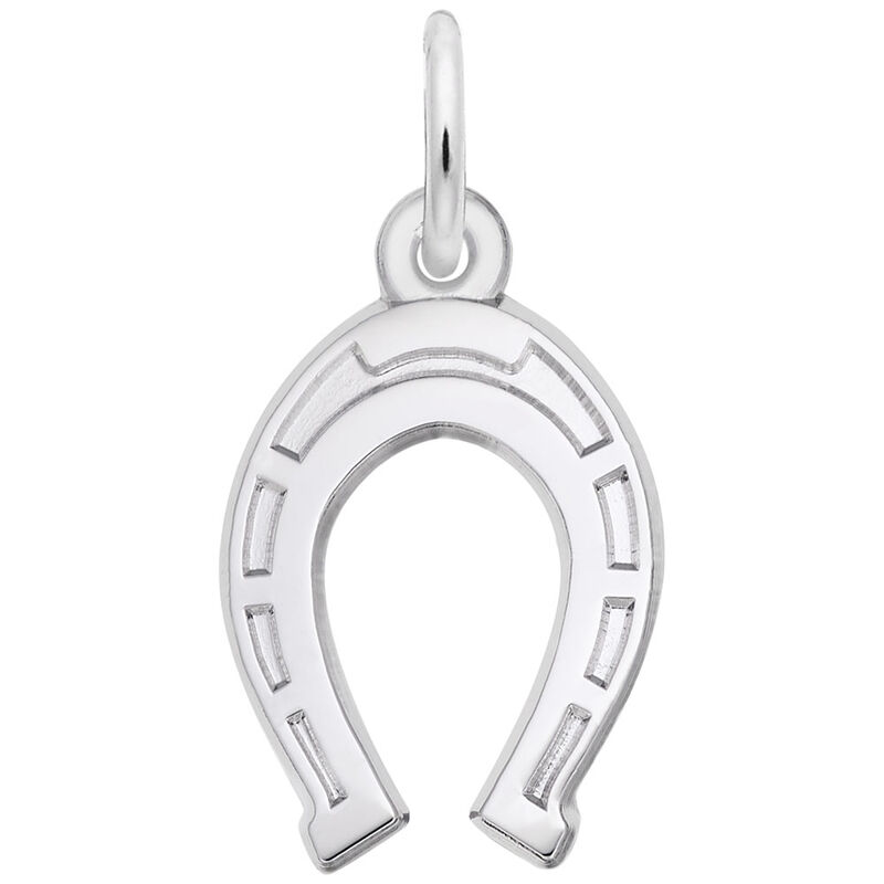 Horse Shoe Charm in 14K White Gold image number null