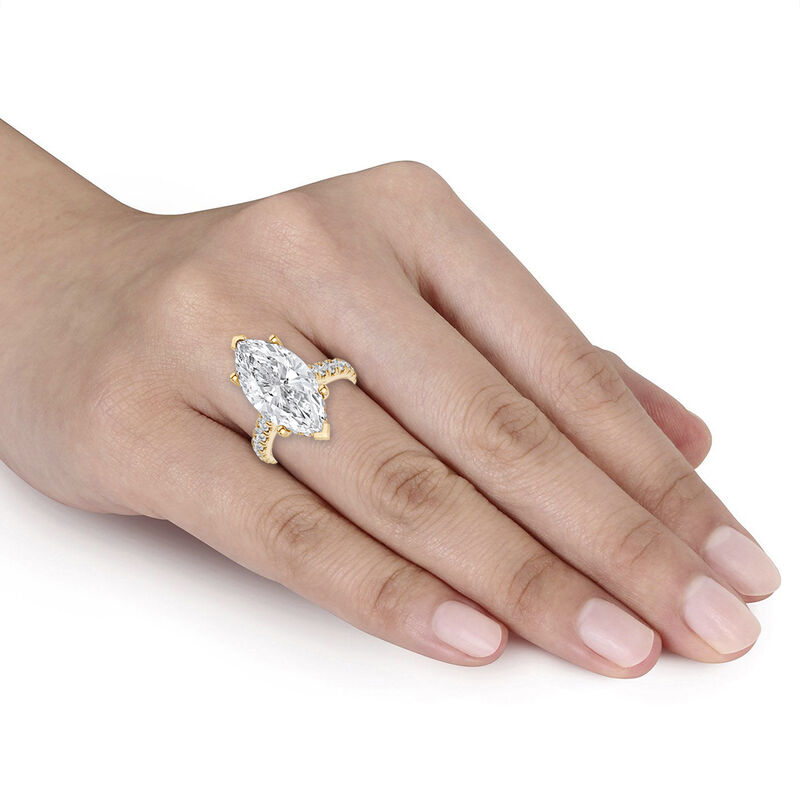 Marquise Lab Grown Diamond 6ctw. Hidden Halo Engagement Ring in 14k Yellow Gold image number null
