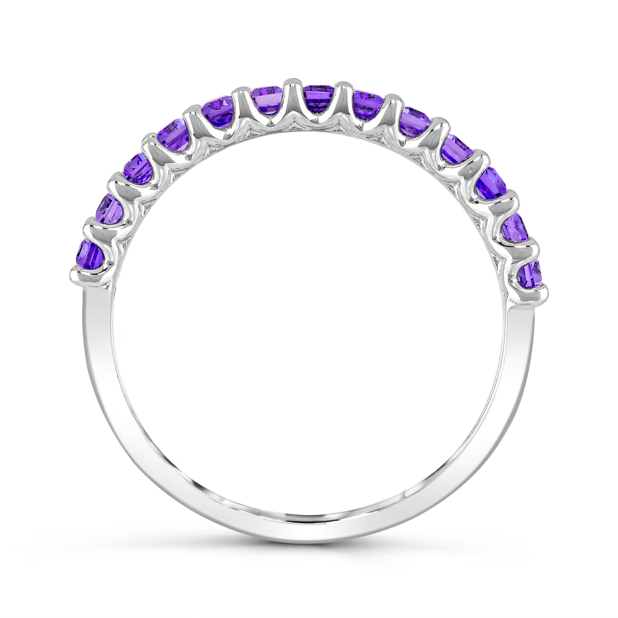 Baguette-Cut Amethyst Eternity Band in Sterling Silver