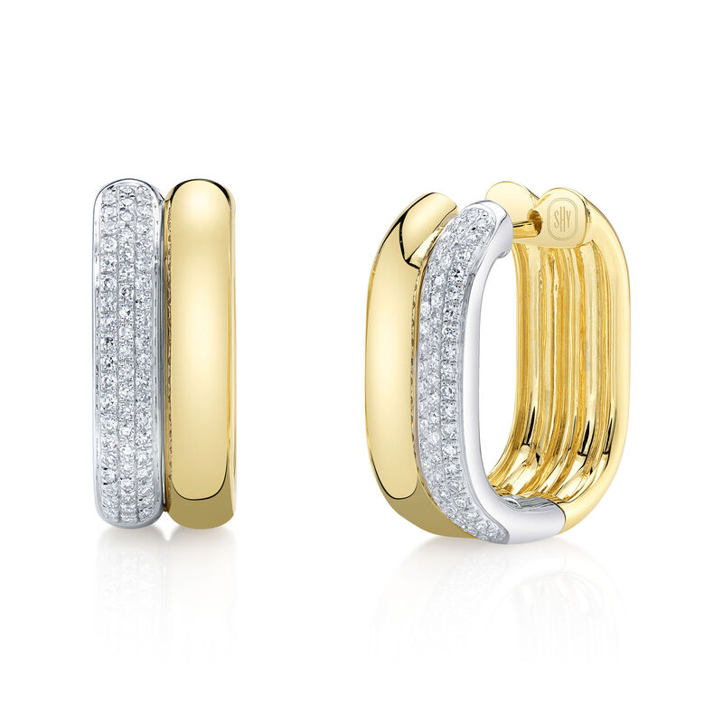 Shy Creation Diamond 1/3ctw. Fashion Hoop Earrings in 14k Yellow Gold image number null