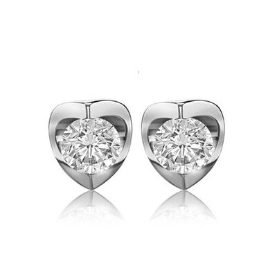 Brilliant-Cut 3/4ctw. Diamond Tension-Set Solitaire Earrings in 14k White Gold