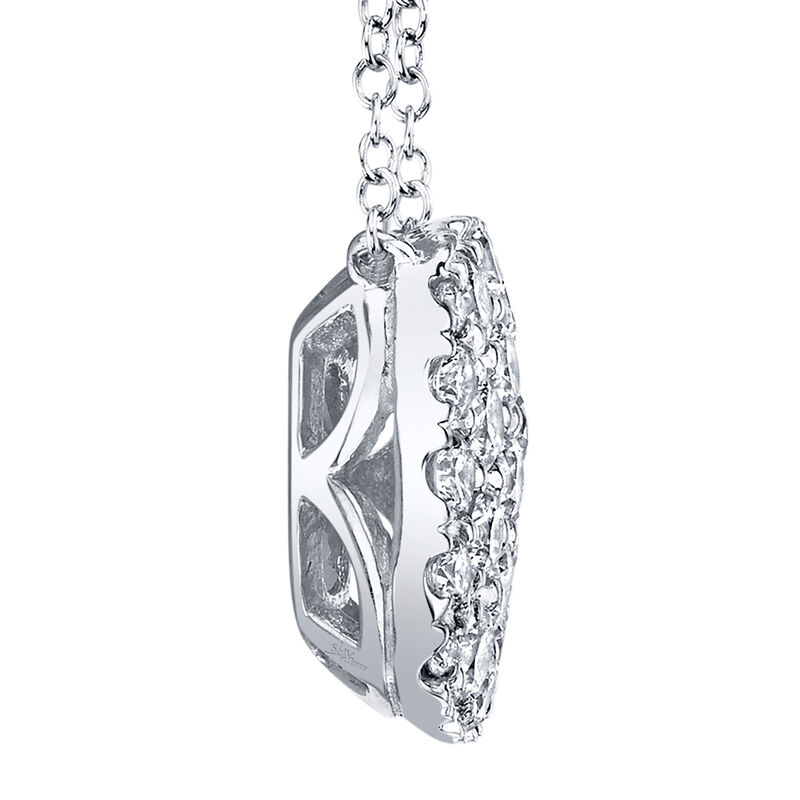 Shy Creation 0.53 ctw Pave Diamond Cushion Shaped Pendant Necklace in 14k White Gold SC22004399 image number null