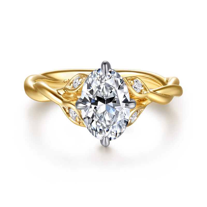 Gabriel & Co. "Daija" Leaf Twist Shank 14k Yellow Gold Diamond Ring Setting ER16917O6M44JJ image number null
